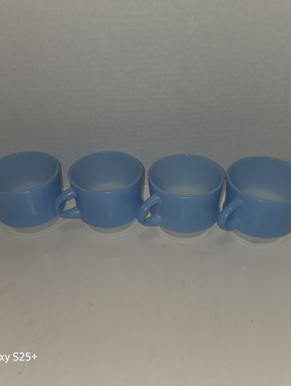 4 Vintage Anchor Hocking Fire-King Blue Mosaic snack cups Milk Glass
